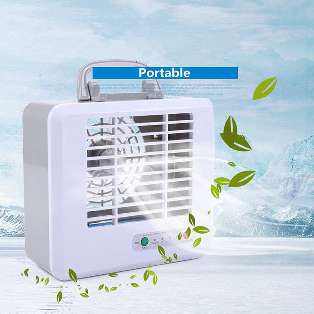 Mini Aire Acondicionado Portátil USB Silencioso, Ventilador de Escritorio con Refrigeración por Aire, Blanco