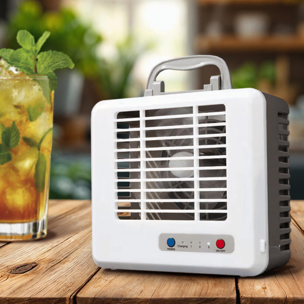 Mini Aire Acondicionado Portátil USB Silencioso, Ventilador de Escritorio con Refrigeración por Aire, Blanco