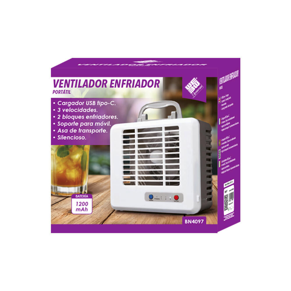 Mini Aire Acondicionado Portátil USB Silencioso, Ventilador de Escritorio con Refrigeración por Aire, Blanco