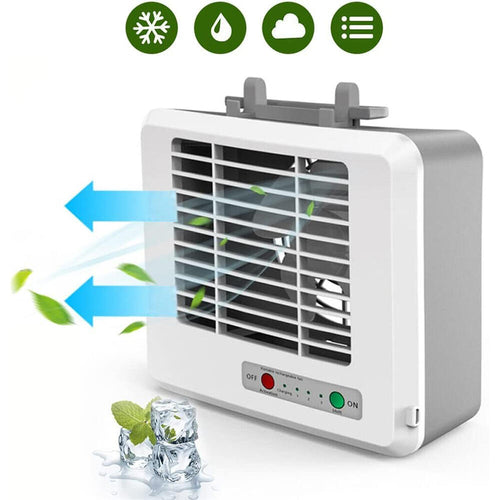 Mini Aire Acondicionado Portátil USB Silencioso, Ventilador de Escritorio con Refrigeración por Aire, Blanco
