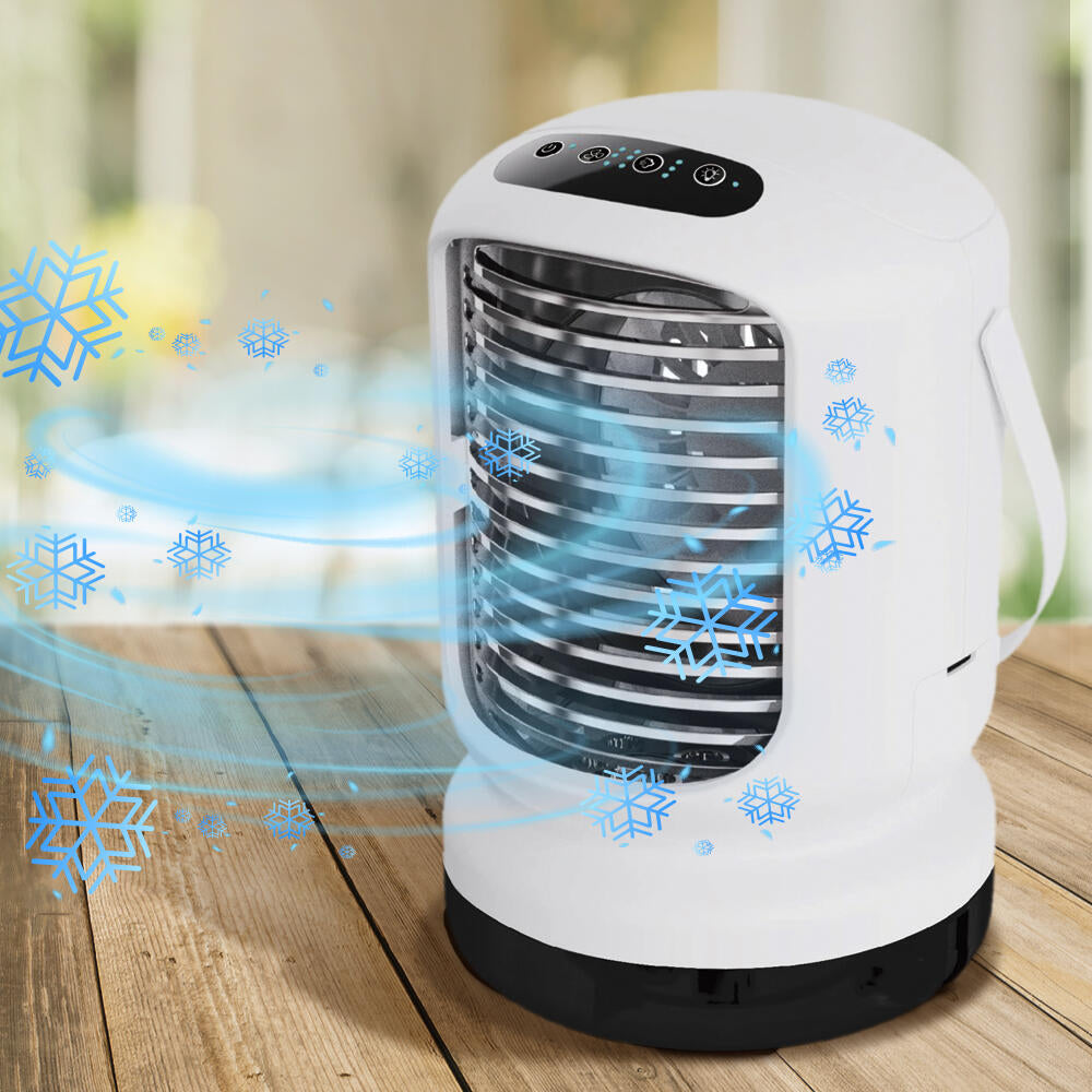 Aire Acondicionado Portátil USB Arctic Ventilador con Niebla de Agua, Humidificador y Luces LED Enfriador Personal Recargable